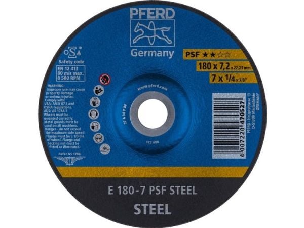 PFERD 62017634, 18 cm, 7,2 mm, 8500 RPM, 10 stykker
