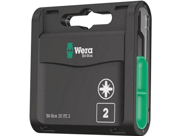 Wera Bit-Box 20 PZ, 15 stykker, Pozidriv, PZ 2, Metall, Plast, 20x PZ 2x25 mm, CE