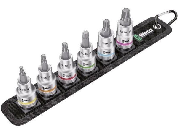 Wera Zyklop Belt C 3 TORX HF - Impact socket bit set - 6 deler - 1/2" - torx - TX25, TX30, TX40, TX45, TX50, TX55 - lengde: 60 mm