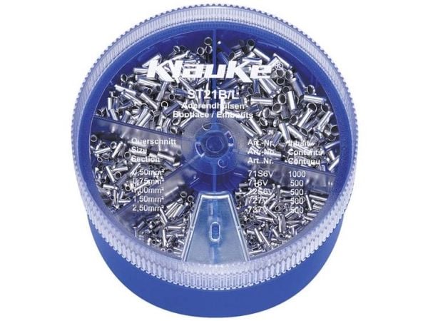 Klauke ST21B kabelsko-sats 0,5 / 0,75 / 1 / 1,5 / 2,5 mm² oisolerad silver 3000 delar