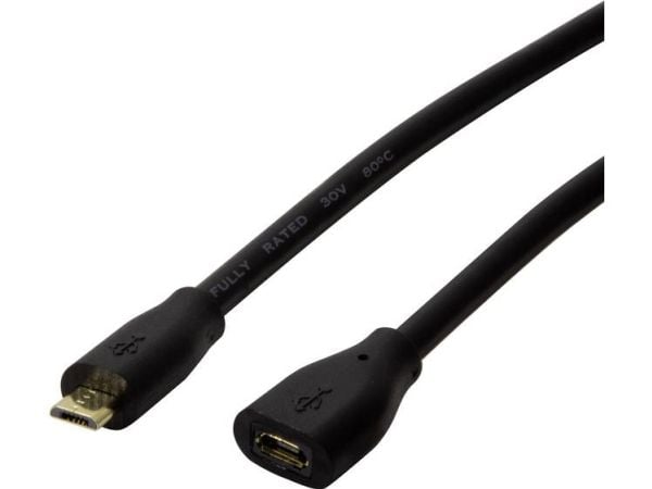 LogiLink CU0123, 2 m, Micro-USB B, Micro-USB B, USB 2.0, 0,48 Gbit/sek, Svart