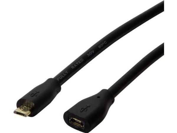 LogiLink CU0125, 5 m, Micro-USB B, Micro-USB B, USB 2.0, 0,48 Gbit/s, Sort