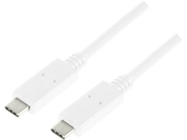 LogiLink - USB-kaapeli - USB-C (uros) - USB-C (uros) - USB 3.1 Gen 2 - 3 A - 1 m - valkoinen