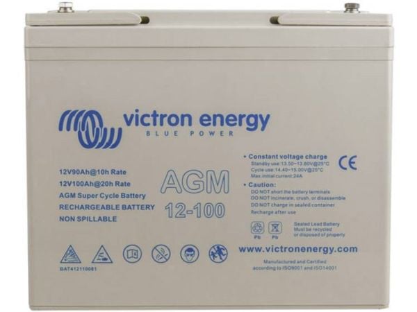 Victron Energy Super Cycle blybatteri 12 V 100 Ah blyfleece (B x H x T) 26 x 21,5 x 16,8 cm M6 skrutilkobling lav selvutlading