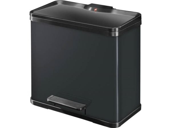 Hailo pedalavfallsbeholder Öko trio plus L, 3x9 L, svart i stålplate og plast, Soft-Close-mekanisme, 1 stk (0633-260)