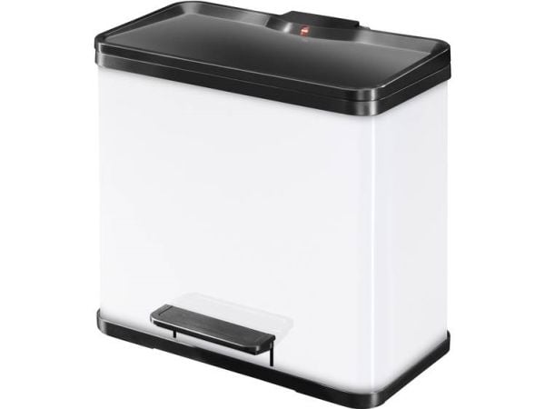 Hailo ÖKO DUO PLUS L, 26 l, Rektangulär, Rostfritt stål, Svart, Vit, Plast, Pedal