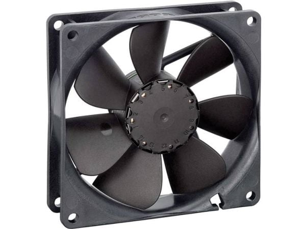 ebm-papst 3412 N, Vifte, 9,2 cm, 2700 RPM, 82 m³/t, Sort