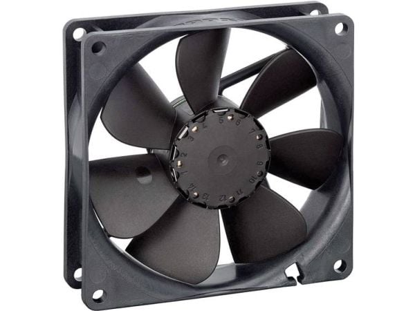 ebm-papst 3414NHH-320, Vifte, 9,2 cm, 3250 RPM, 102 m³/t, Sort