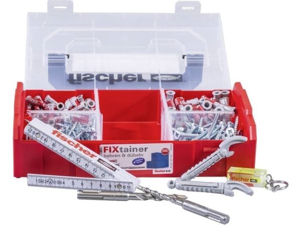 Fischer FIXtainer 306, Skrue- og veggpluggsett, Betong, Grå, 150 stykker, Boks