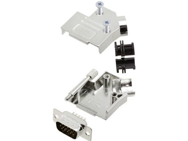TRU COMPONENTS TCD45ZK09HDP15K 7708652 D-SUB pinneliste-sett 45° Poltall: 15 loddeKop 1 stk
