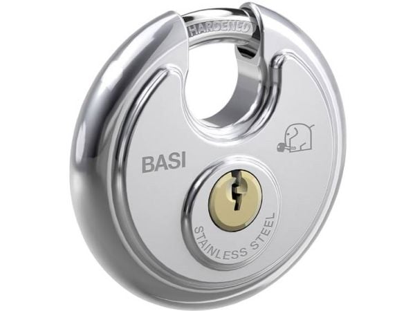 BASI 6100-7001-703, Tradisjonell, Nøkkellås, Bruk bare én nøkkel, Sølv, Rustfritt stål, Herdet stål