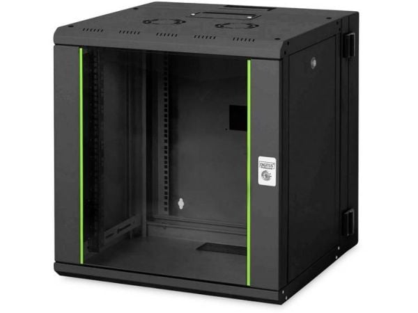 DIGITUS Professional Unique DN-19 12-U-3-SW - Rack skap - veggmonterbar - svart, RAL 9005 - 12U - 19"