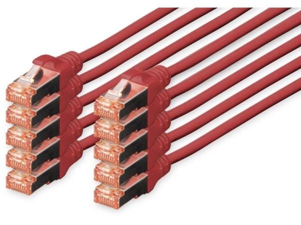 DIGITUS Professional - Koblingskabel - RJ-45 (hann) til RJ-45 (hann) - 1 m - SFTP - CAT 6 - med støvel, halogenfri, uten hindringer - rød (en pakke...