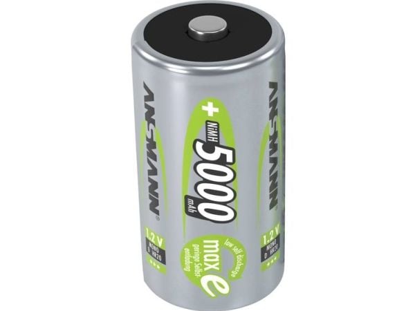 Ansmann Akku NiMH Mono/D 5000 mAh, D / HR20, Nikkeli-metallihydrid (NiMH), 1,2 V, 5000 mAh, Sølv Ansmann Akku NiMH Mono/D 5000 mAh, D / HR20, Nikkeli-metallihydrid (NiMH), 1,2 V, 5000 mAh, Sølv