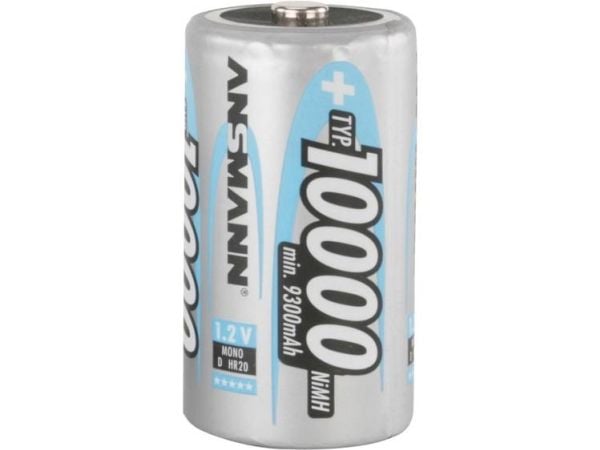 Ansmann Akku NiMH Mono/D 10.000 mAh, D / HR20, D, Nikkelmetallhydrid (NiMH), 1,2 V, 1 stykker, 10000 mAh