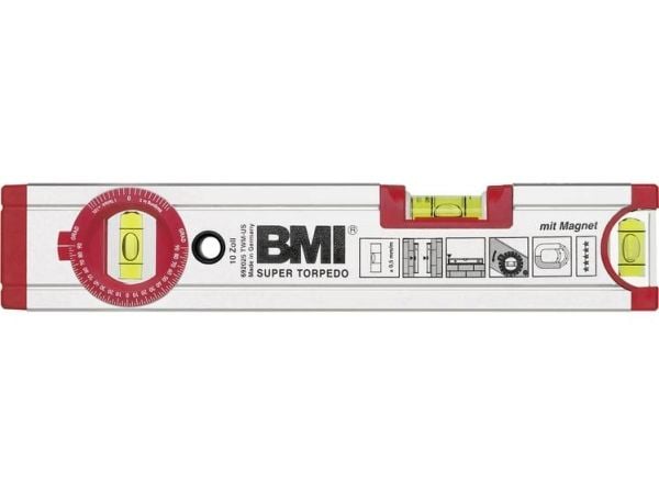 BMI Magnet-Wasserwaage 25cm SUPER TORPEDO 692025TWM Magnet-vaterpas med magnet 0,5 mm/m
