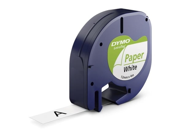 Labeltape DYMO® LetraTAG 12 mm x 4 m vit papperstape