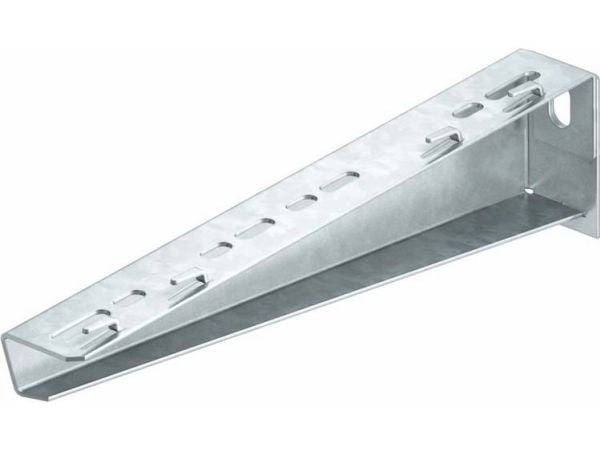 Valokannatin 110 mm:n pituisella kielekkeellä OBO-ritilätarjottimelle, Mukana pulttipaketti M10 X 25 El-sinkitty.