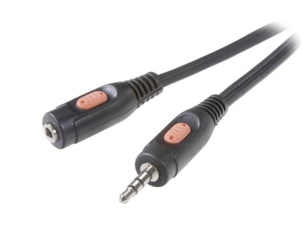 SpeaKa Professional SP-7869784, 3.5mm, Hankjønn, 3.5mm, Hunkjønn, 5 m, Svart
