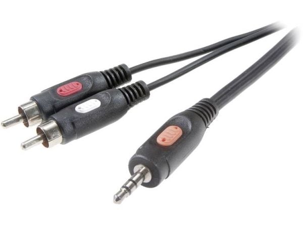 SpeaKa Professional Cinch/Klinke lydtilkoblingskabel [2x Cinch-plugg - 1x 3,5 mm jackplugg] 10 m svart (SP-7869792)