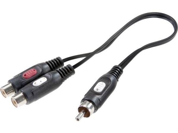 SpeaKa Professional SP-7869820 phono audio Y-adapter (1x Cinch-kontakt - 2x Cinch-hunstykke) sort