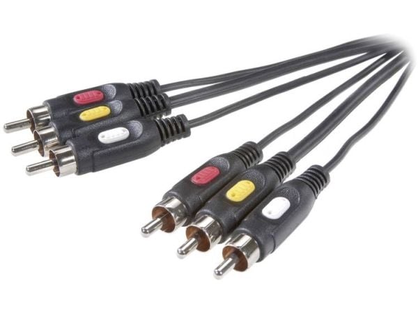 SpeaKa Professional kompositt cinch AV-tilkoblingskabel [3x cinch-plugg - 3x cinch-plugg] 2 m svart (SP-7869864)