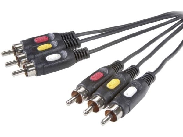 SpeaKa Professional SP-7869868, 10 m, 3 x RCA, 3 x RCA, Hankjønn, Hankjønn, Svart