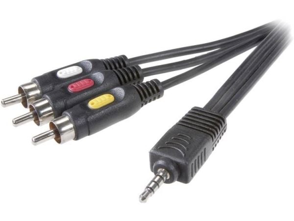 SpeaKa Professional SP-7869876, 3.5mm, Hankjønn, 3 x RCA, Hankjønn, 2 m, Svart