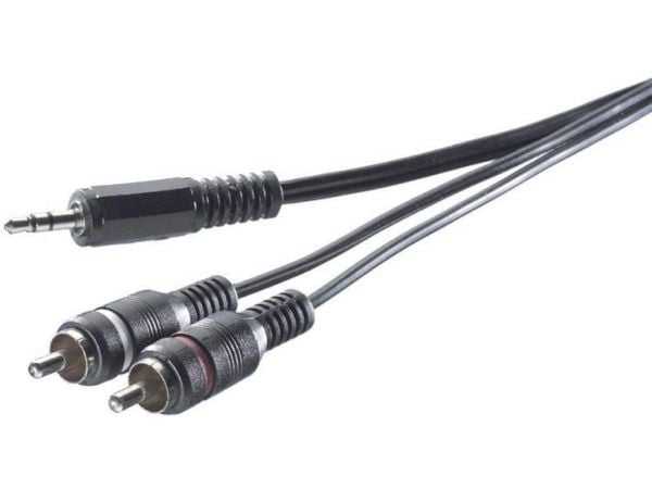 SpeaKa Professional SP-7869916, 2 x RCA, Hankjønn, 3.5mm, Hankjønn, 5 m, Svart