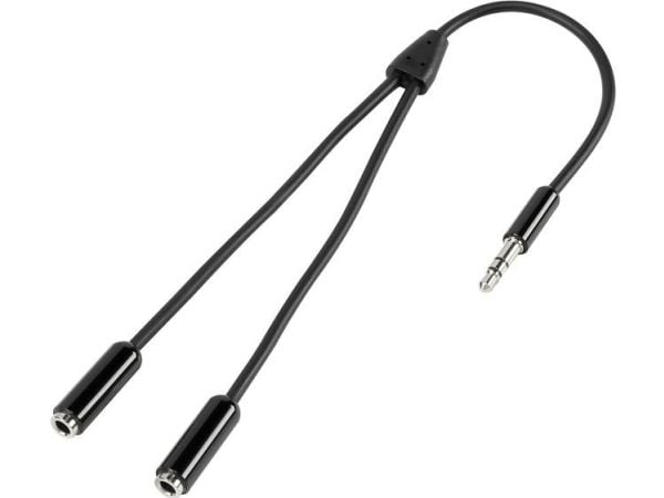 SpeaKa Professional SP-7870032, 3.5mm, Hankjønn, 2 x 3.5mm, Hunkjønn, 0,2 m, Svart
