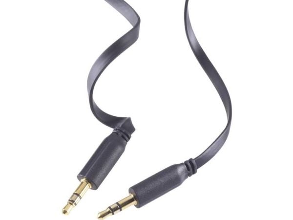 SpeaKa Professional lydtilkoblingskabel SuperFlat [1x 3,5 mm jack - 1x 3,5 mm jack] 0,50 m svart (SP-7870108)
