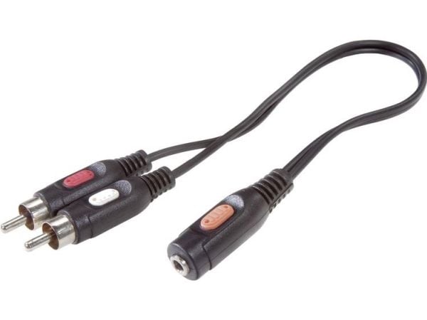 SpeaKa Professional SP-7870256, 2 x RCA, Hankoppling, 3,5mm, Honkoppling, 1,5 m, Svart
