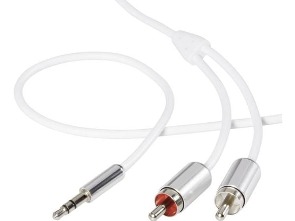SpeaKa Professional SP-7870524, 2 x RCA, Hankjønn, 3.5mm, Hankjønn, 1,5 m, Aluminium, Hvit
