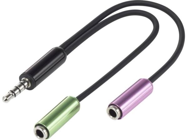 SpeaKa Professional SP-7870716, 3.5mm, Hankjønn, 2 x 3.5mm, Hunkjønn, 0,1 m, Svart, Grønn, Lilla