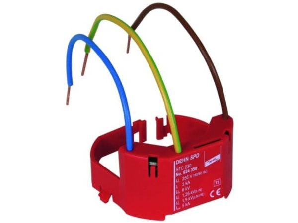 DEHN STC 230, Terminal, 230 V, 50 - 60 Hz, 5000 A, Rød, Termoplast
