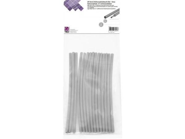 Conrad T1902CA028, Lämpökutisteputket, harmaa, polyeteeni, 3 mm, 1 mm, 15 kpl