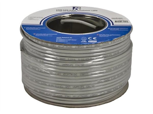 DELTACO TP-46H - Samlet kabel - 100 m - UTP - CAT 6 - grå