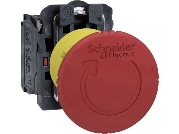 SCHNEIDER ELECTRIC Hätäpysäytys Ø40 mm punaisella rupikonnapäällä, työntö/käännöstoiminto ja 2xNC