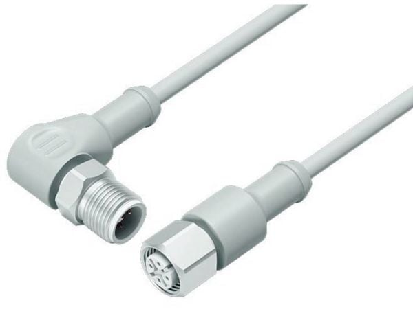 BINDER 77 3730 3727 40404-0200, 2 m, M12, M12, Hanstik/Hunstik, Grå, Termoplastisk elastomeeri (TPE)