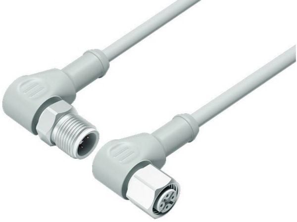 BINDER 77 3734 3727 40404-0500, 5 m, M12, M12, Hanstik/Hunstik, Grå, Termoplastisk elastomeeri (TPE)