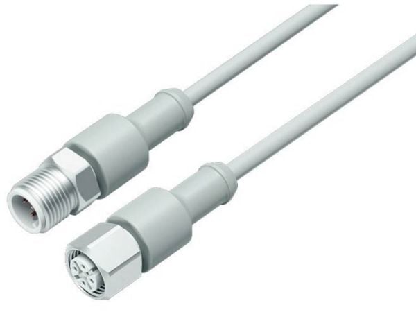 BINDER 77 3730 3729 40403-0500, 5 m, M12, M12, Hanstik/Hunstik, Grå, Termoplastisk elastomeeri (TPE)