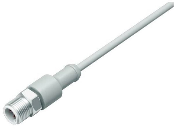 BINDER 77 3729 0000 40405-0200, 2 m, M12, urosliitin, harmaa, termoplastinen elastomeeri (TPE), -40 - 105 °C, -40 - 105 °C