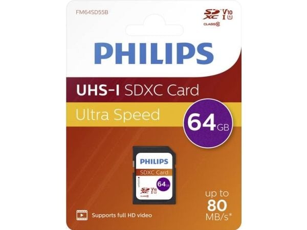 Philips FM64SD55B - Flashminnekort - 64 GB - Class 10 - SDXC