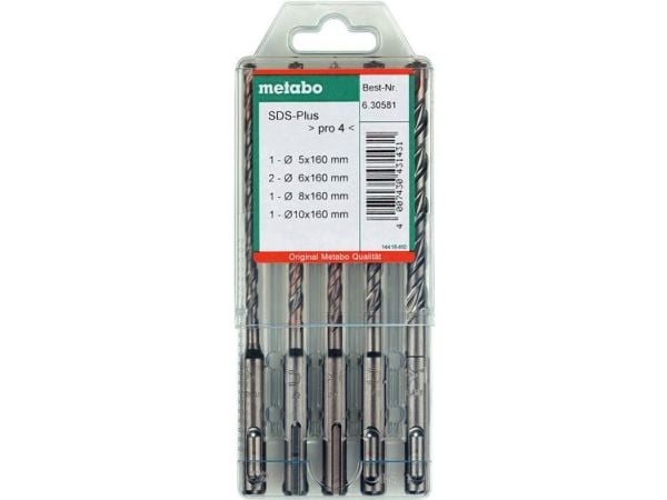 Metabo 630581000, Rotasjons hammer, Drill bit set, 160 mm, SDS Plus, 5 stykker