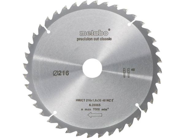 Metabo 628065000, Tre, 21,6 cm, 3 cm, Høy-Hastighets Stål (HHS), 1,8 mm, Metabo