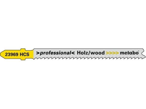 Metabo 623969000, Stikksagblad, Sponplate, Fibre board, Løvtre, Plast, Kryssfiner, Mykt tre, High Carbon Steel (HCS), Grå, Gult, 7,4 cm, 2,7 mm
