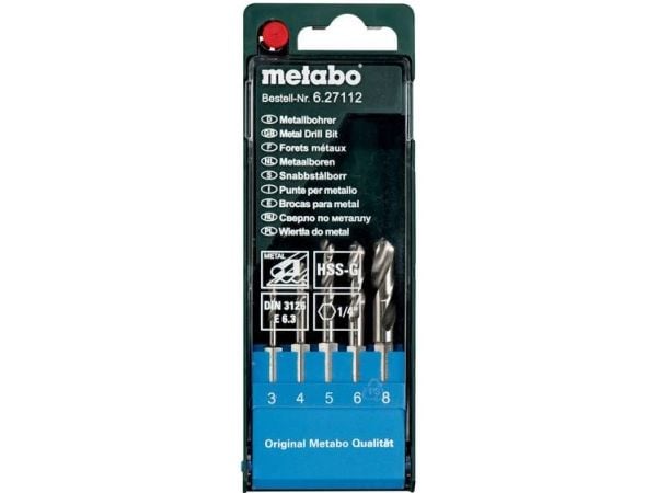 Metabo 627112000 Metallin kierreporanteräsarja 5 kpl 3 mm, 4 mm, 5 mm, 6 mm, 8 mm 1 kpl 1 kpl