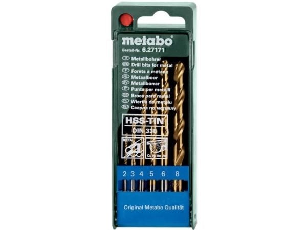 Metabo 627171000, Drill, Twist Betongbor, Høyrehåndsrotasjon, Ø 2 / 3 / 4 / 5 / 6 / 8 mm, 6 stykker