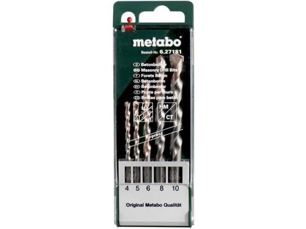 Metabo 627181000, Drill, For murverk, Høyrehåndsrotasjon, Hård Betong, Naturstein, 130°, Sylindrisk Skaft