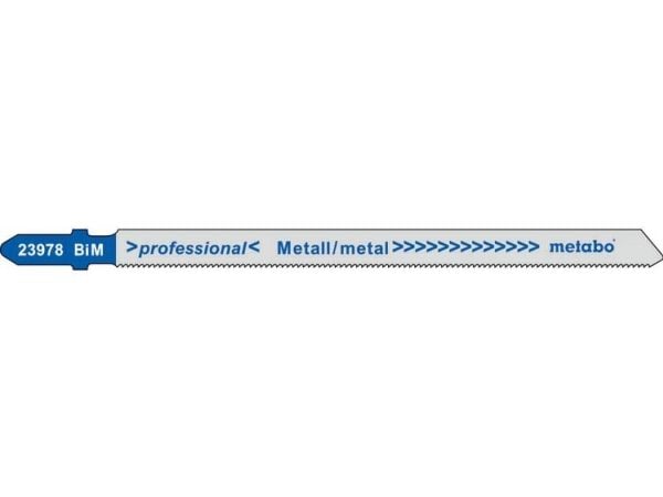Metabo 623978000, Stikksagblad, Ikke-jernholdig metall, Sandwich material, Blad metall (tynn), Bimetall, Blå, Grå, 10,6 cm, 1,1 mm